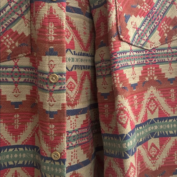 J. Crew Red and Tan Aztec Patterned Shirt Jacket - Picture 2 of 4